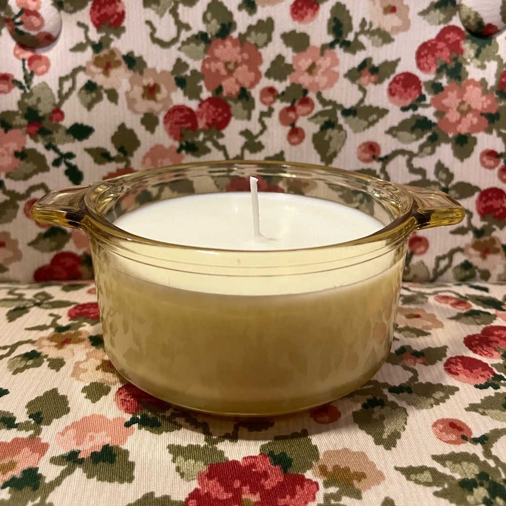 Vintage Yellow Glass Dish With Vanilla Candle